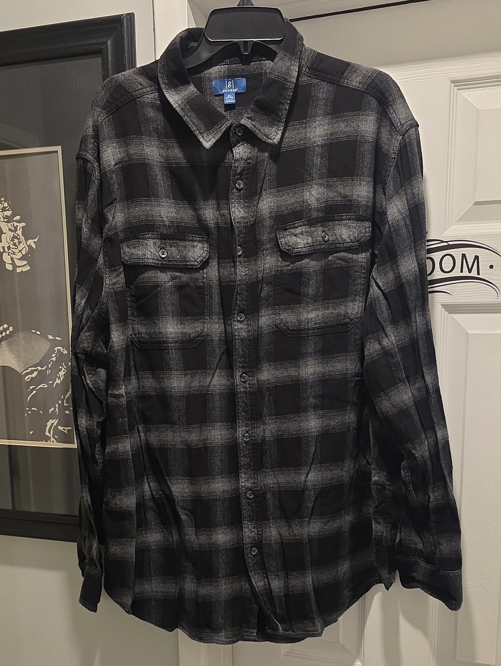 George Black & Gray Plaid Button-Down Shirt